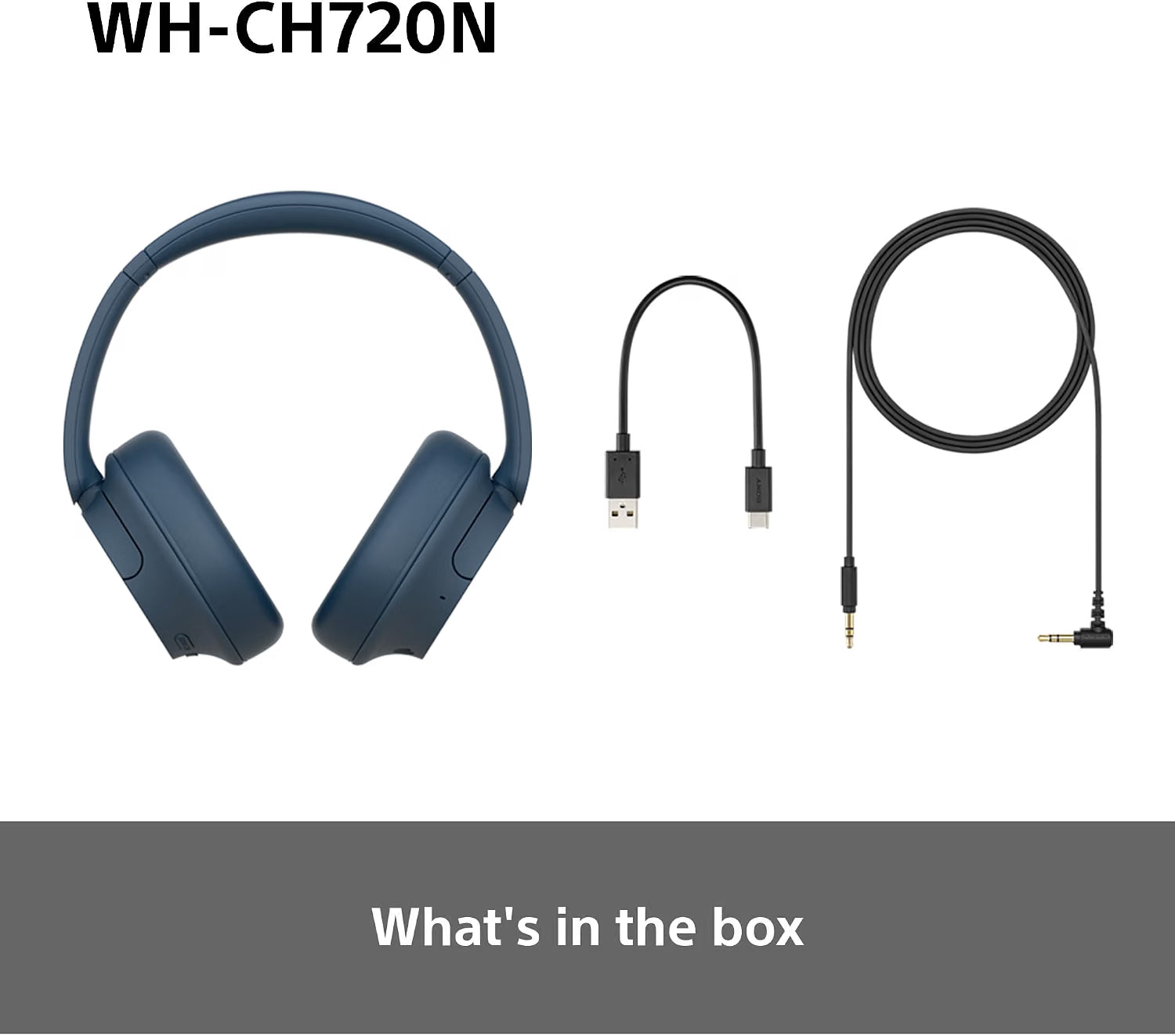 Sony WH-CH720N Wireless Bluetooth Noise Cancelling Over-Ear Headphones, Ambient Sound Mode, Lightweight Design, up to 50 hr battery life, iOS & Android - Blue